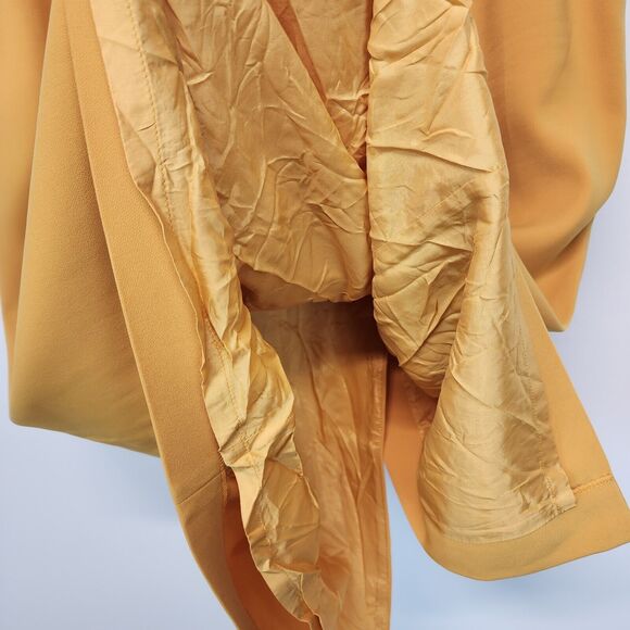 Vintage Louise Ricci Midi Skirt Size 16 Yellow Satin Ruched Bow Luxe Office Chic - Picture 11 of 16